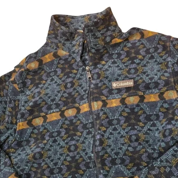 Columbia Steens Jacket Southwest Aztec Tribal Zip Up Fleece Blue Mens Sz L Large - Picture 4 of 13